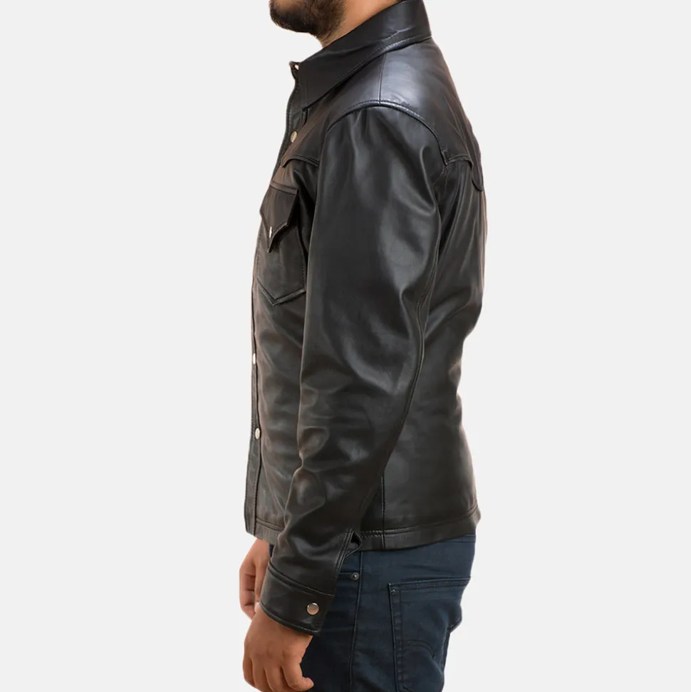 Ranchson Black Leather Shirt