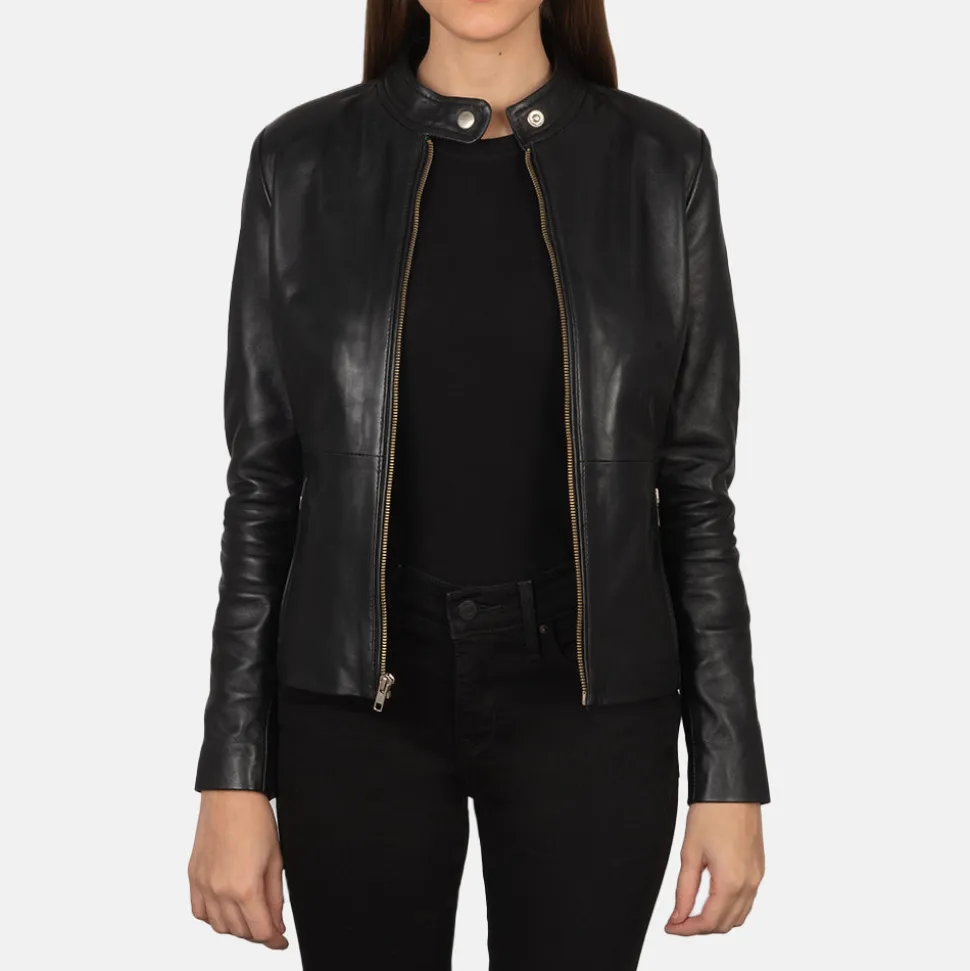 Rave Black Leather Biker Jacket