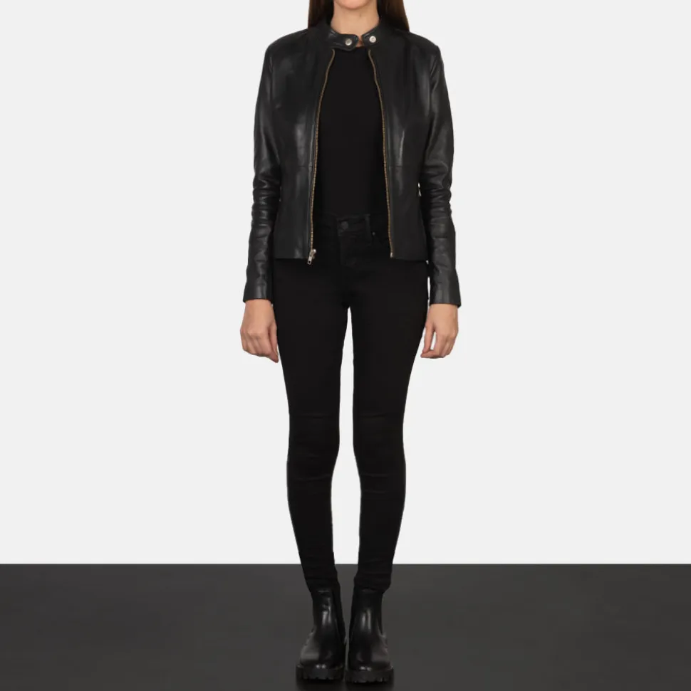 Rave Black Leather Biker Jacket