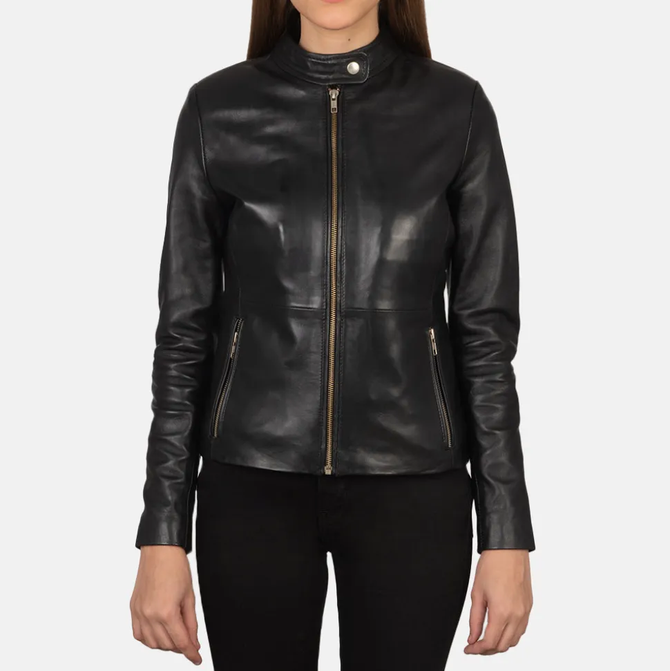 Rave Black Leather Biker Jacket