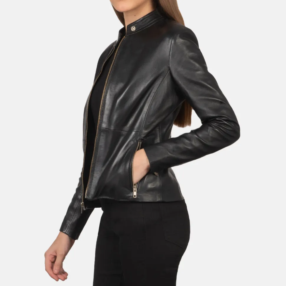 Rave Black Leather Biker Jacket