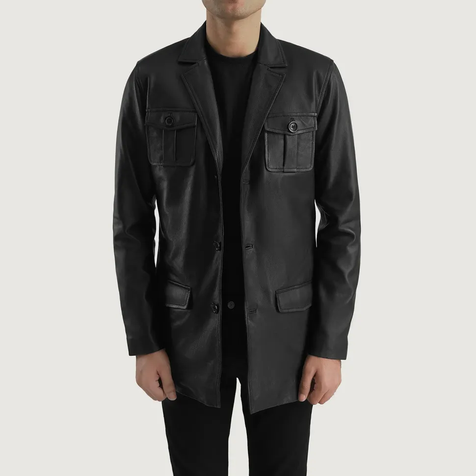 Ray Cutler Black Leather Blazer