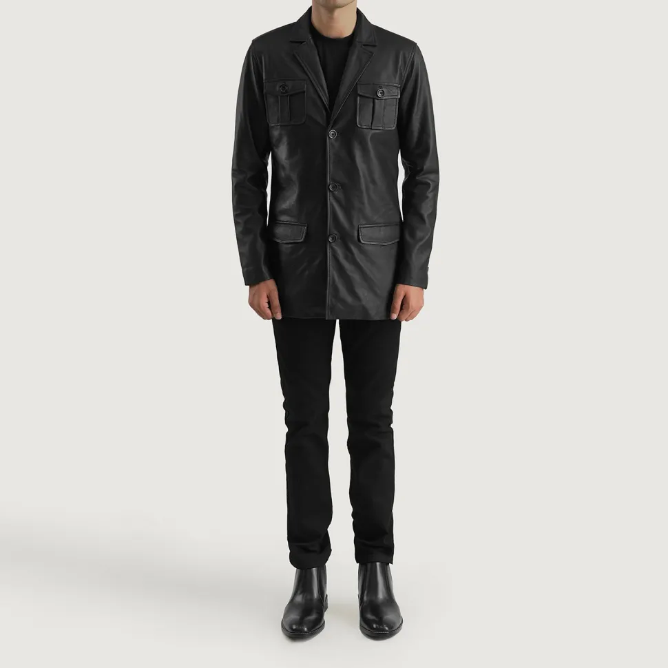 Ray Cutler Black Leather Blazer