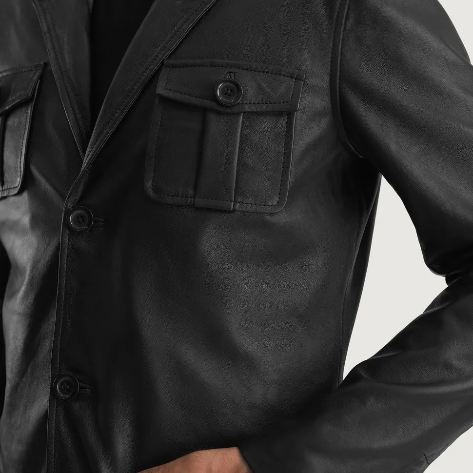 Ray Cutler Black Leather Blazer