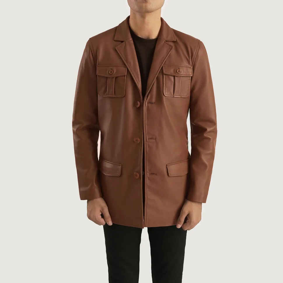Ray Cutler Brown Leather Blazer