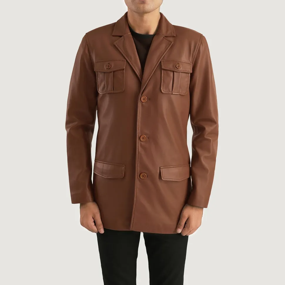 Ray Cutler Brown Leather Blazer