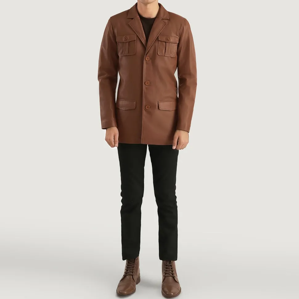 Ray Cutler Brown Leather Blazer