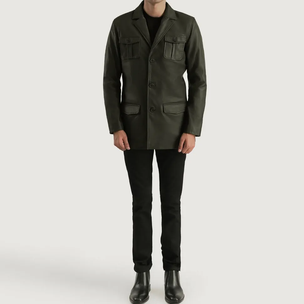 Ray Cutler Green Leather Blazer