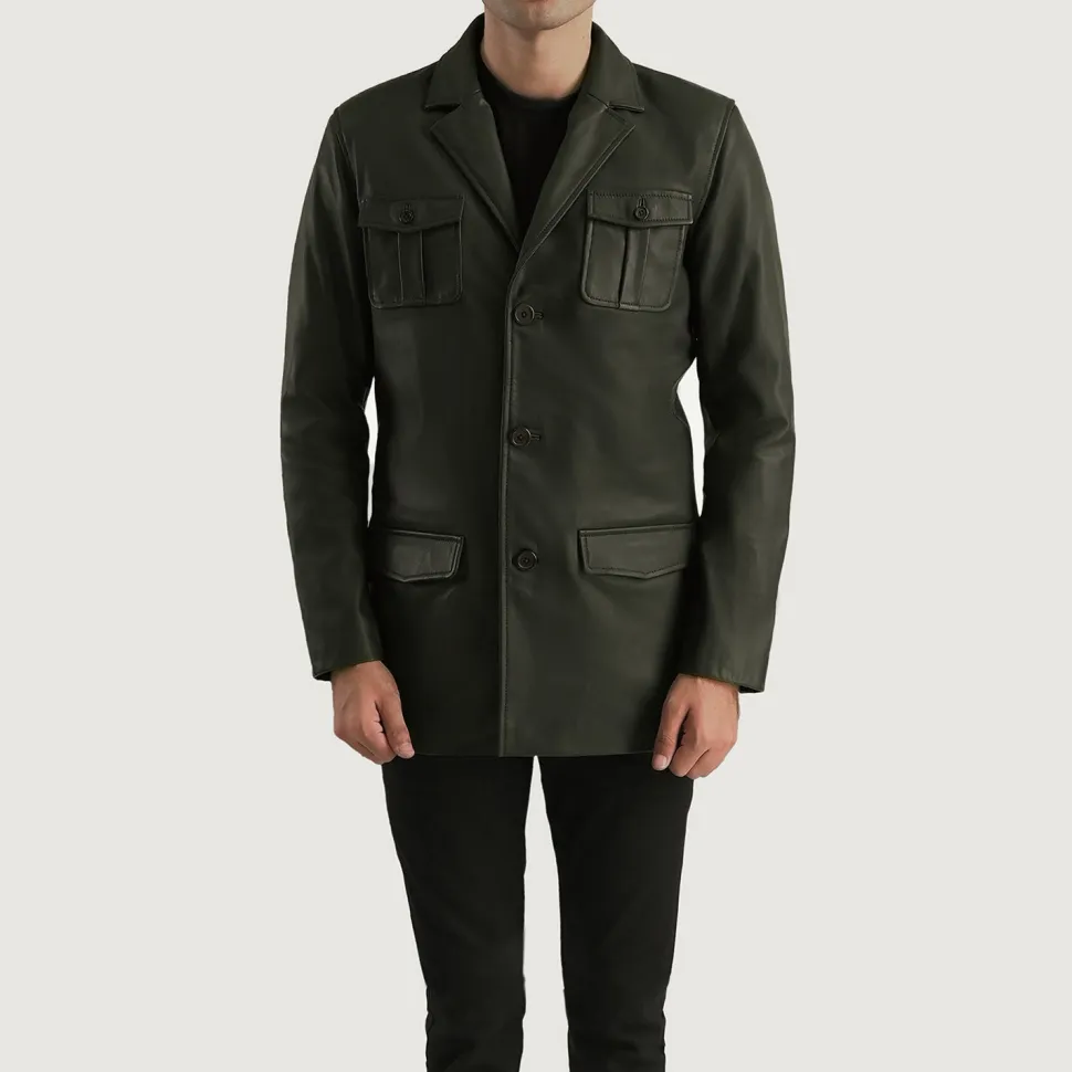 Ray Cutler Green Leather Blazer