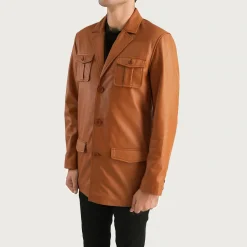 Ray Cutler Tan Brown Leather Blazer
