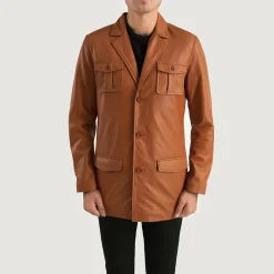 Ray Cutler Tan Brown Leather Blazer