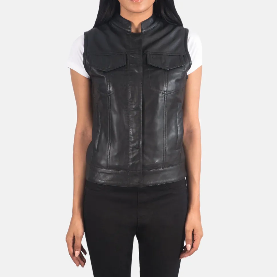 Rayne Moto Black Leather Vest