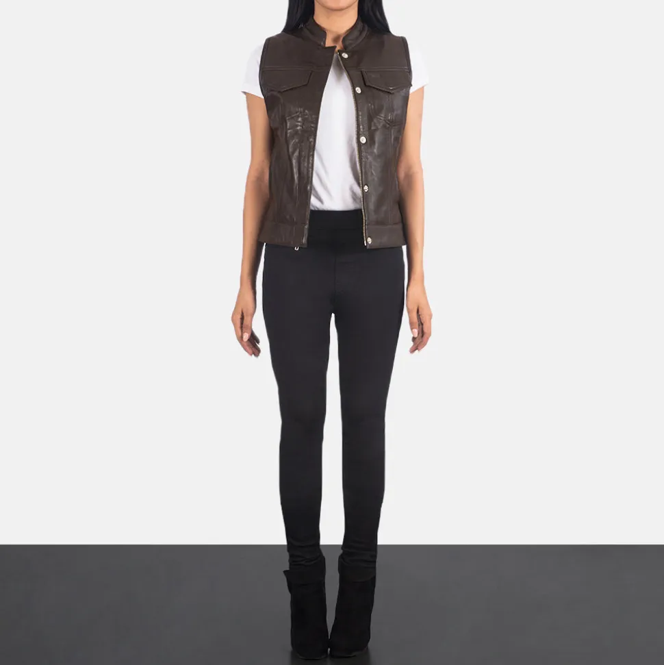 Rayne Moto Brown Leather Vest