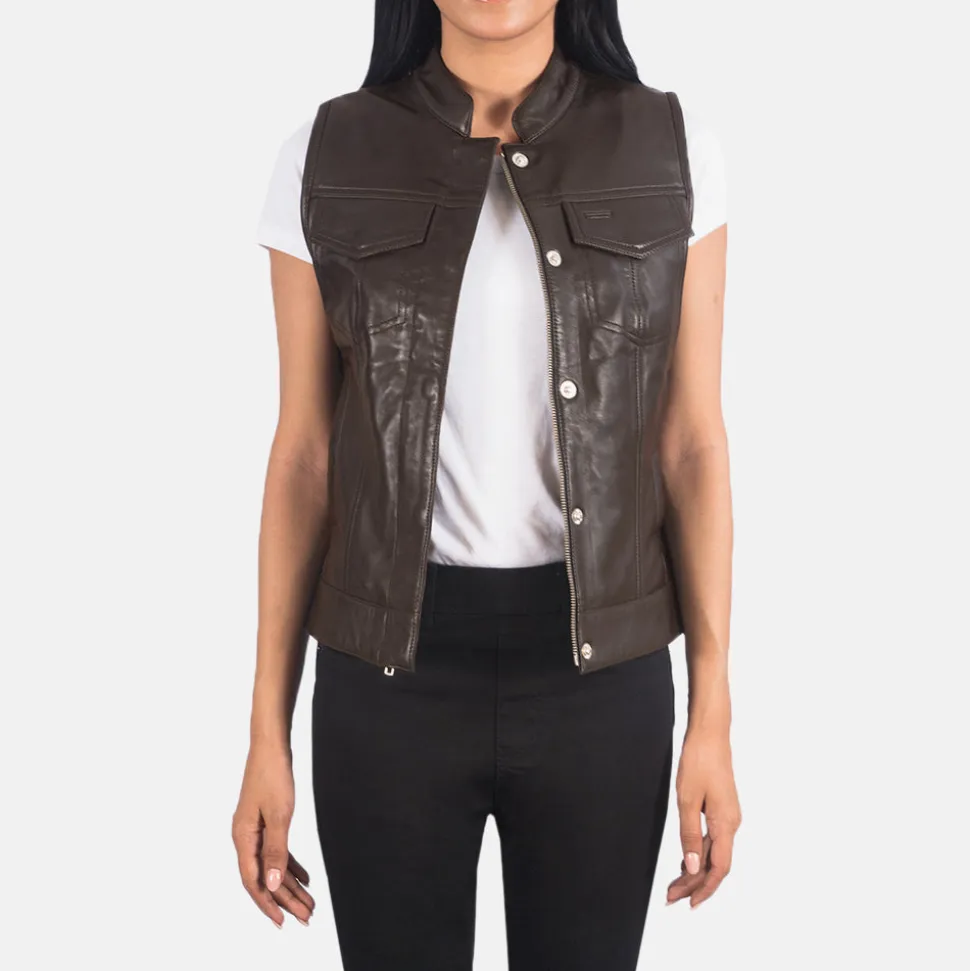 Rayne Moto Brown Leather Vest