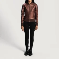 Reida Maroon Leather Bomber Jacket