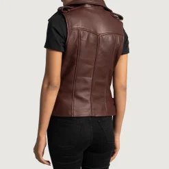 Rhonda Maroon Leather Biker Vest