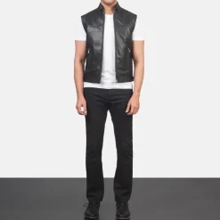 Roland Black Leather Biker Vest