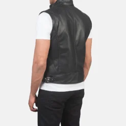 Roland Black Leather Biker Vest