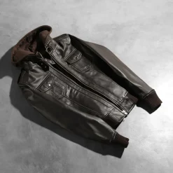 Roslyn Brown Hooded Leather Bomber Jacket