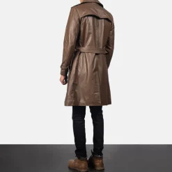 Royson Brown Leather Duster Coat
