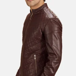 Rumano Jae Maroon Leather Biker Jacket