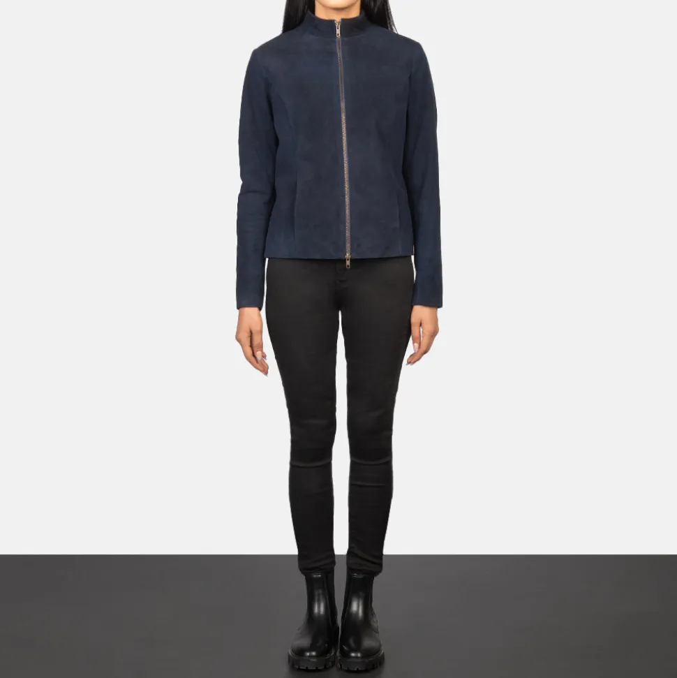 Rumella Blue Suede Biker Jacket