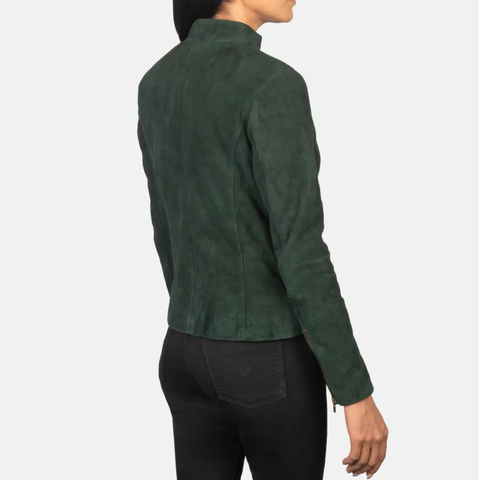 Rumella Green Suede Biker Jacket