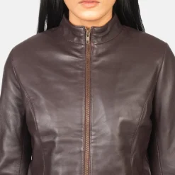 Rumella Maroon Leather Biker Jacket