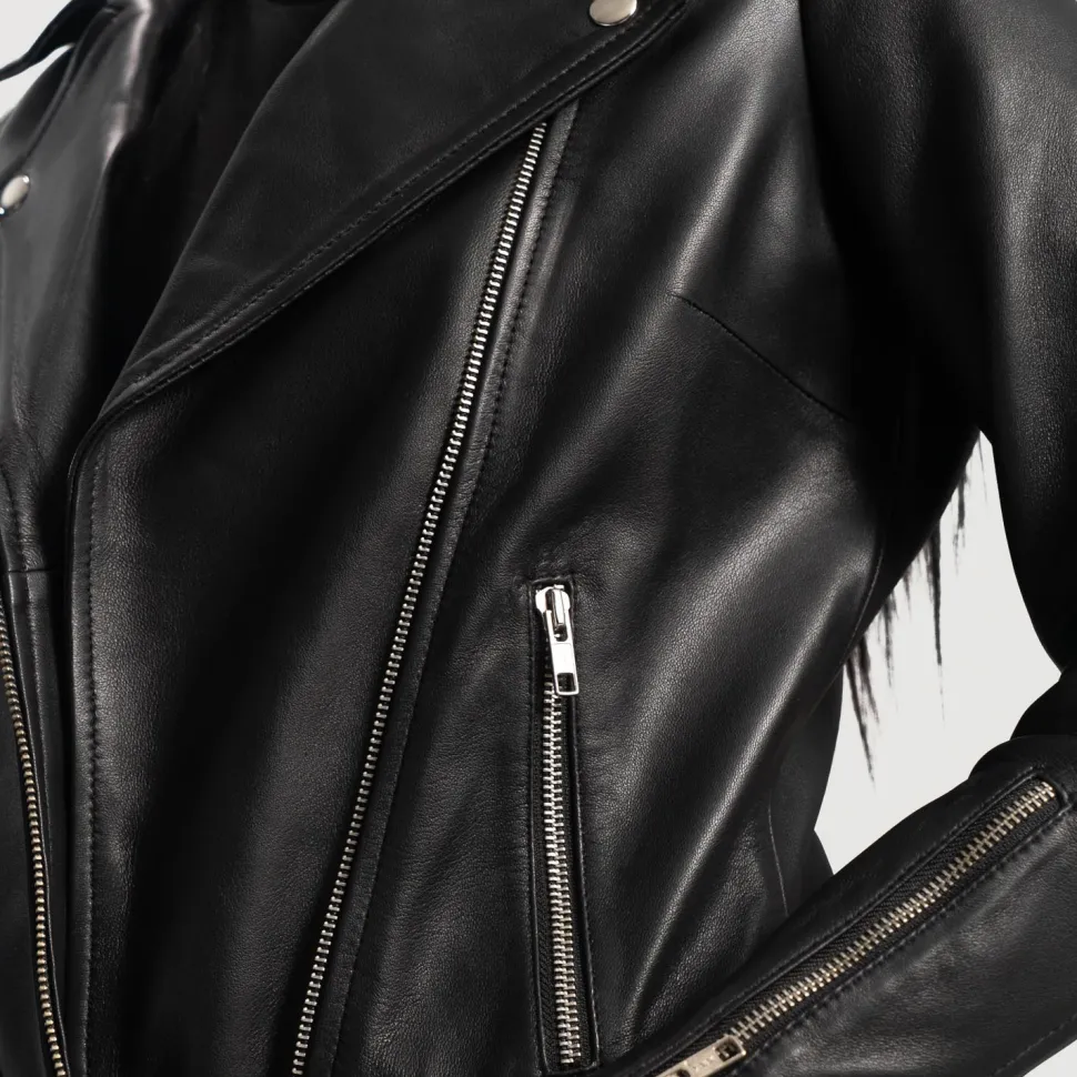 Rumy Black Leather Biker Jacket