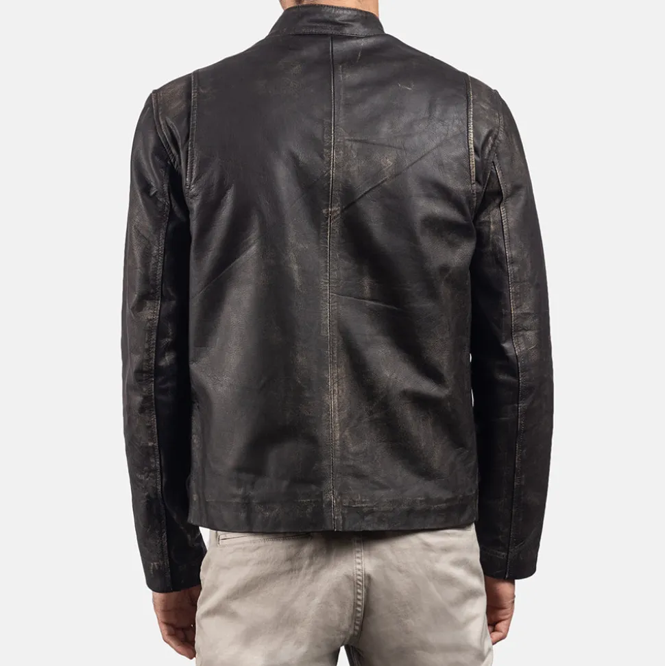 Rustic Brown Leather Biker Jacket