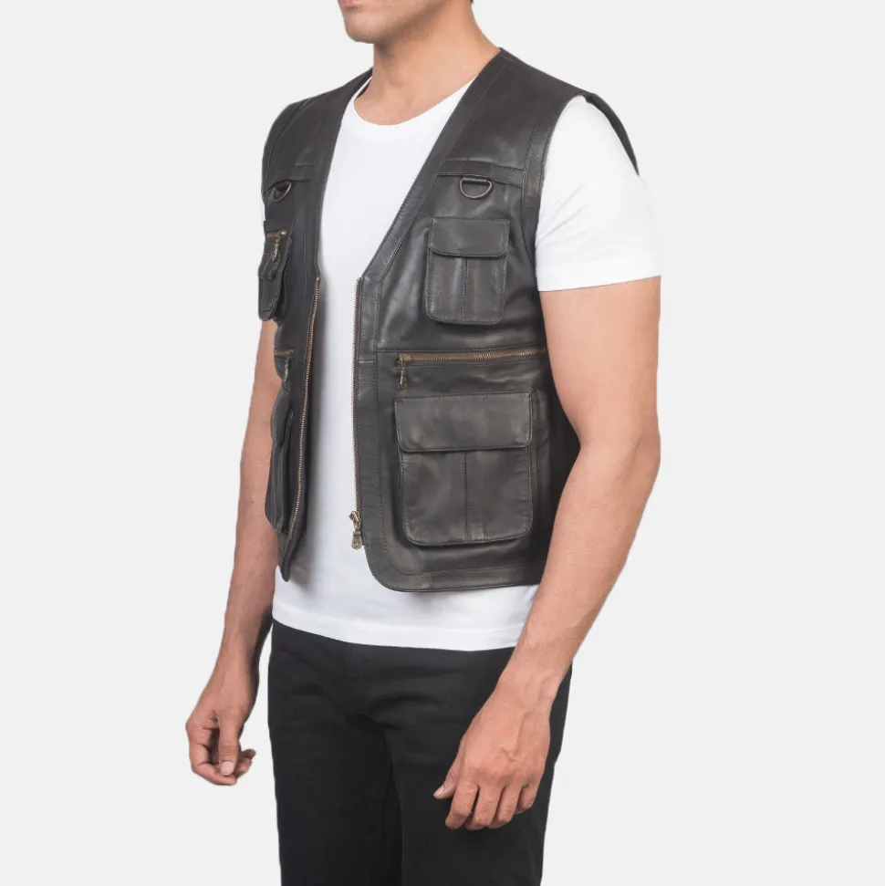 Safari Brown Leather Vest