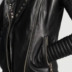Sally Mae Studded Black Leather Biker Jacket