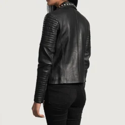 Sally Mae Studded Black Leather Biker Jacket