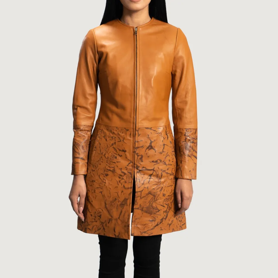 Sandy Tan Dye Leather Coat