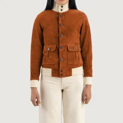 Sasha A1 Brown Suede Bomber Jacket