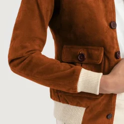 Sasha A1 Brown Suede Bomber Jacket