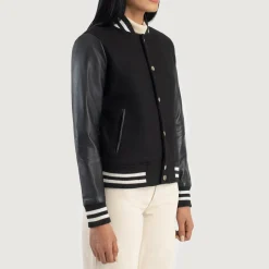 Savant Black Hybrid Varsity Jacket