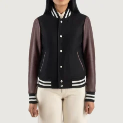 Savant Maroon & Black Hybrid Varsity Jacket
