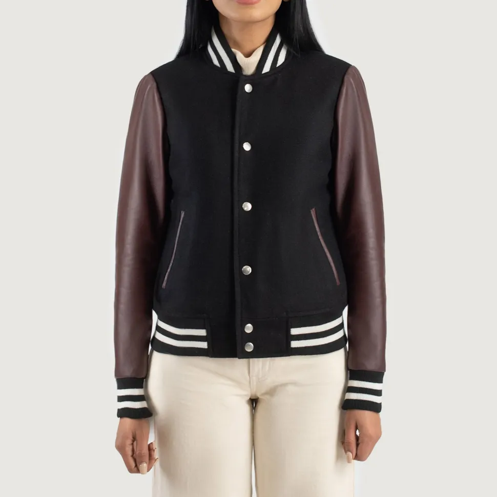 Savant Maroon & Black Hybrid Varsity Jacket