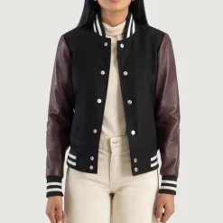 Savant Maroon & Black Hybrid Varsity Jacket