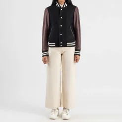 Savant Maroon & Black Hybrid Varsity Jacket