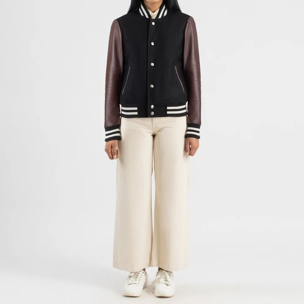Savant Maroon & Black Hybrid Varsity Jacket