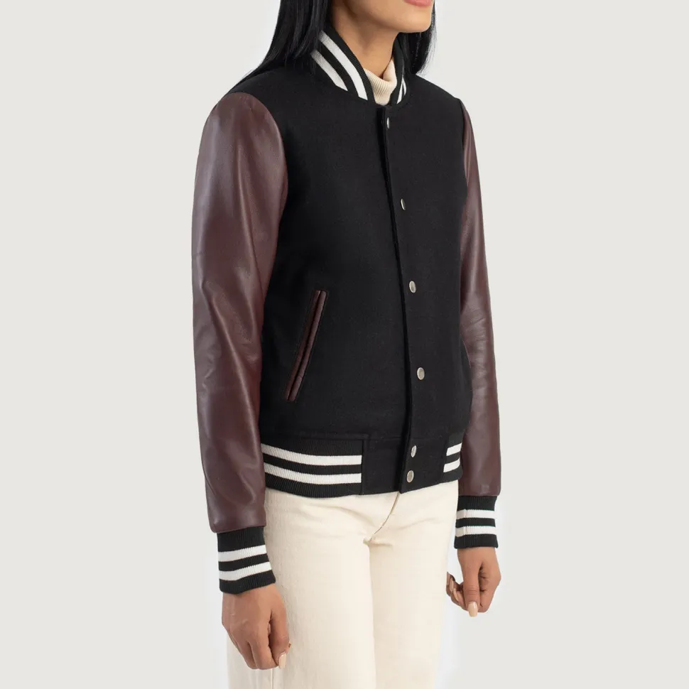 Savant Maroon & Black Hybrid Varsity Jacket