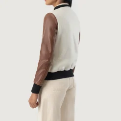 Savant White & Brown Hybrid Varsity Jacket