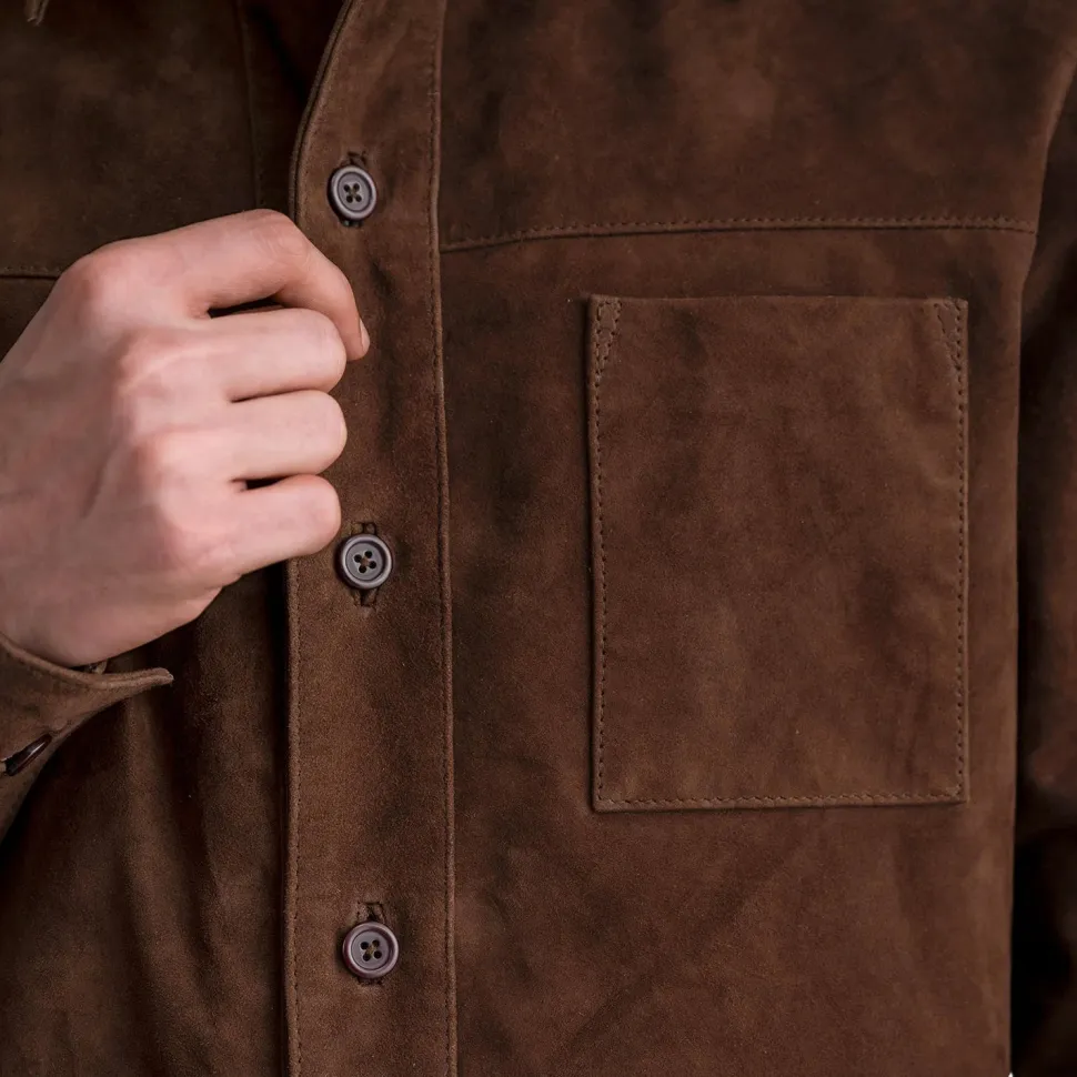 Scout Mocha Suede Leather Shirt