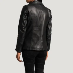 Selina Black Leather Blazer