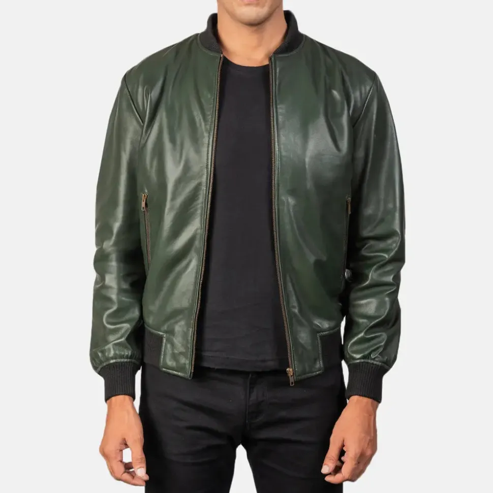 Shane Green Leather Bomber Jacket