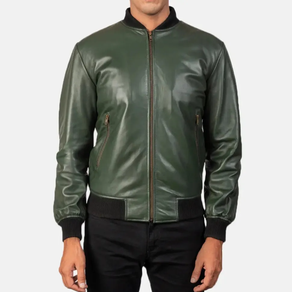 Shane Green Leather Bomber Jacket