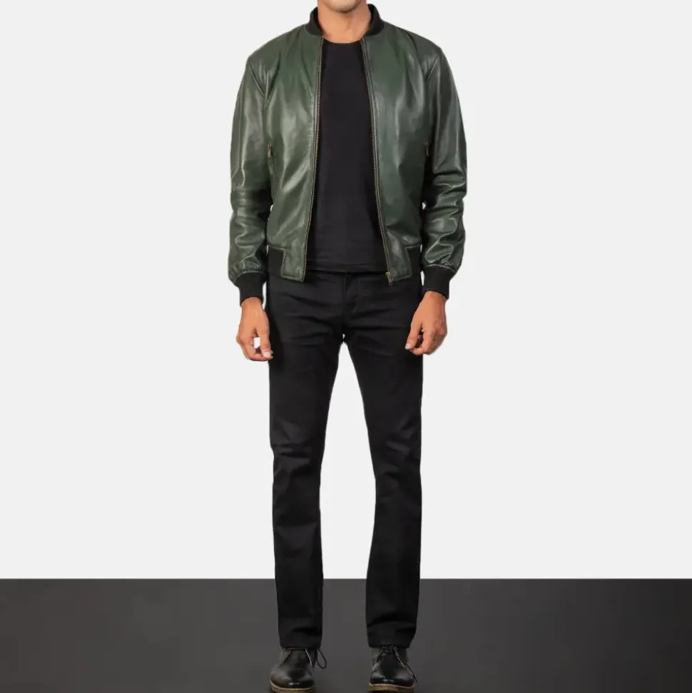Shane Green Leather Bomber Jacket