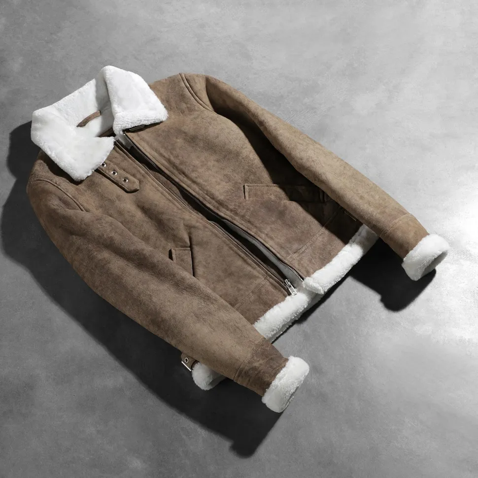 Sherilyn B-3 Distressed Brown Leather Bomber Jacket
